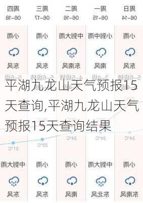 平湖九龙山天气预报15天查询,平湖九龙山天气预报15天查询结果