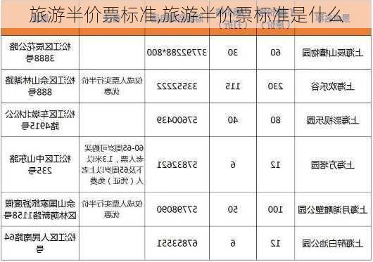 旅游半价票标准,旅游半价票标准是什么