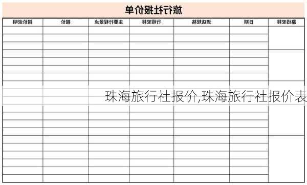 珠海旅行社报价,珠海旅行社报价表