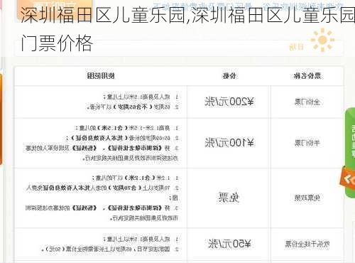 深圳福田区儿童乐园,深圳福田区儿童乐园门票价格