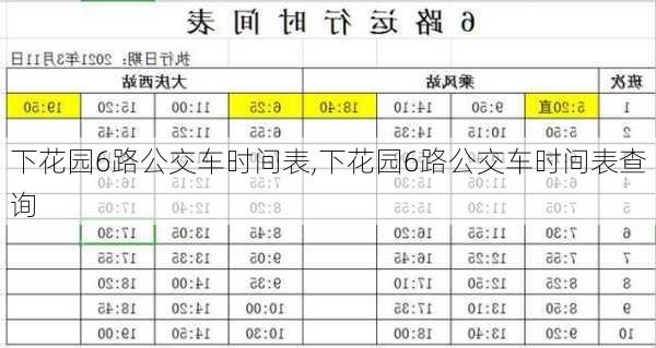 下花园6路公交车时间表,下花园6路公交车时间表查询