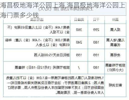 海昌极地海洋公园上海,海昌极地海洋公园上海门票多少钱