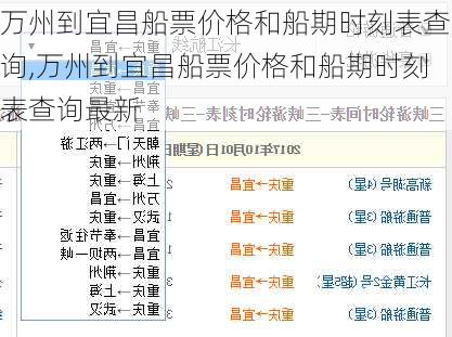 万州到宜昌船票价格和船期时刻表查询,万州到宜昌船票价格和船期时刻表查询最新