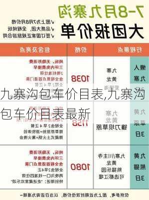 九寨沟包车价目表,九寨沟包车价目表最新