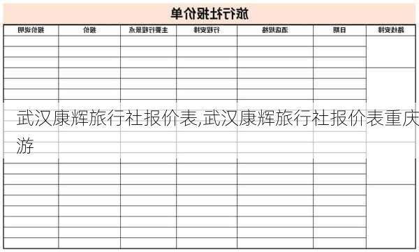 武汉康辉旅行社报价表,武汉康辉旅行社报价表重庆游