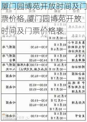 厦门园博苑开放时间及门票价格,厦门园博苑开放时间及门票价格表