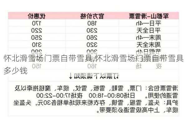 怀北滑雪场门票自带雪具,怀北滑雪场门票自带雪具多少钱