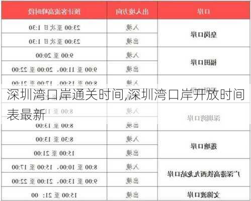 深圳湾口岸通关时间,深圳湾口岸开放时间表最新