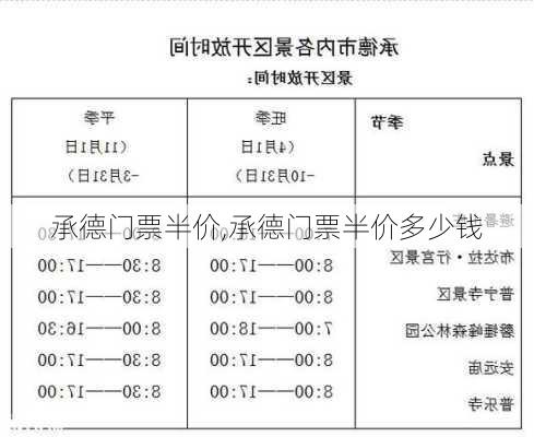 承德门票半价,承德门票半价多少钱