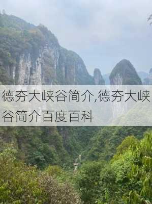 德夯大峡谷简介,德夯大峡谷简介百度百科