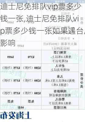 迪士尼免排队vip票多少钱一张,迪士尼免排队vip票多少钱一张如果遇台风影响