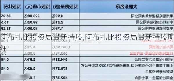 阿布扎比投资局最新持股,阿布扎比投资局最新持股明细