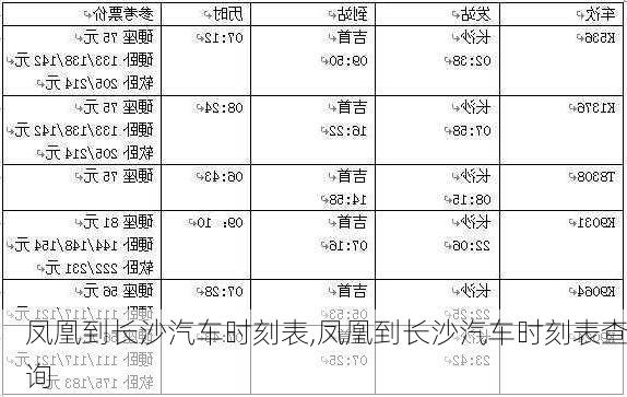 凤凰到长沙汽车时刻表,凤凰到长沙汽车时刻表查询