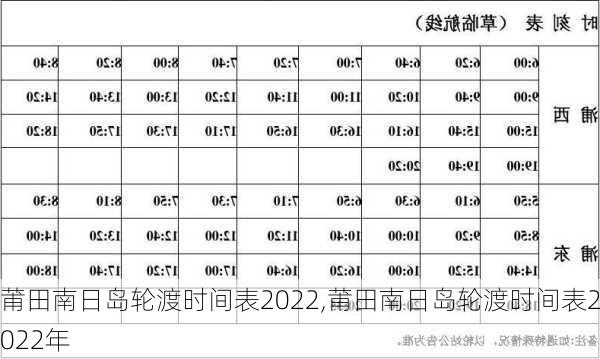 莆田南日岛轮渡时间表2022,莆田南日岛轮渡时间表2022年