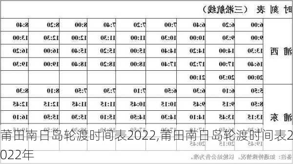 莆田南日岛轮渡时间表2022,莆田南日岛轮渡时间表2022年