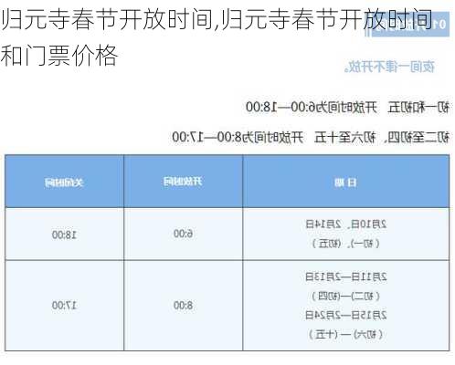 归元寺春节开放时间,归元寺春节开放时间和门票价格