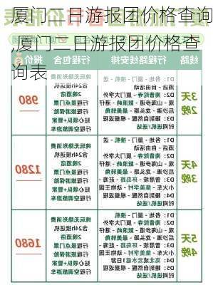 厦门二日游报团价格查询,厦门二日游报团价格查询表