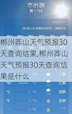 郴州莽山天气预报30天查询结果,郴州莽山天气预报30天查询结果是什么